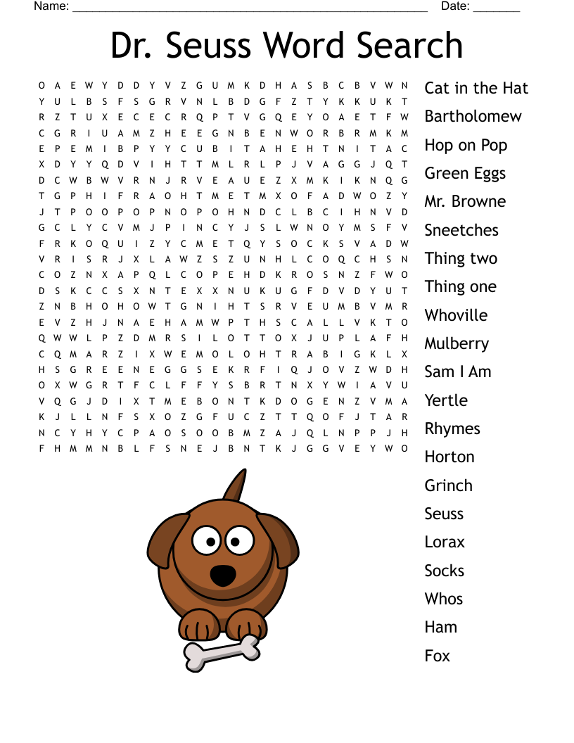 Dr Seuss Word Search WordMint