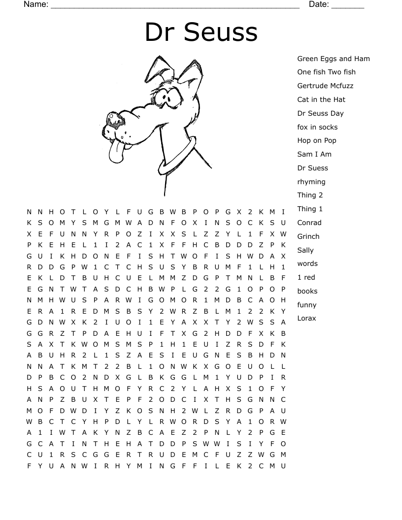 Dr Seuss Word Search WordMint