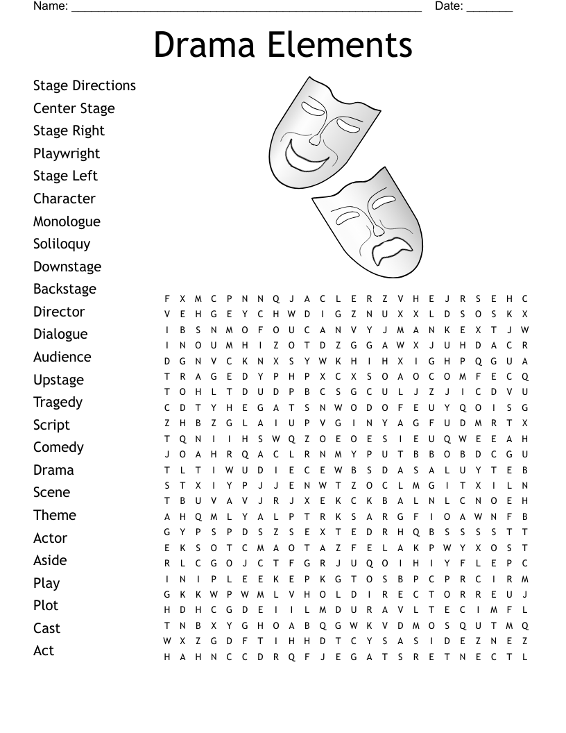 Drama Word Search Printable