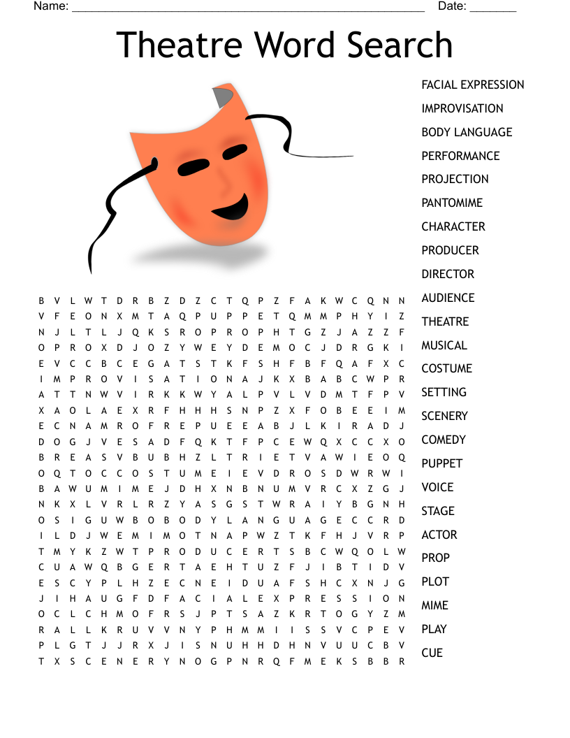 Drama Word Search WordMint