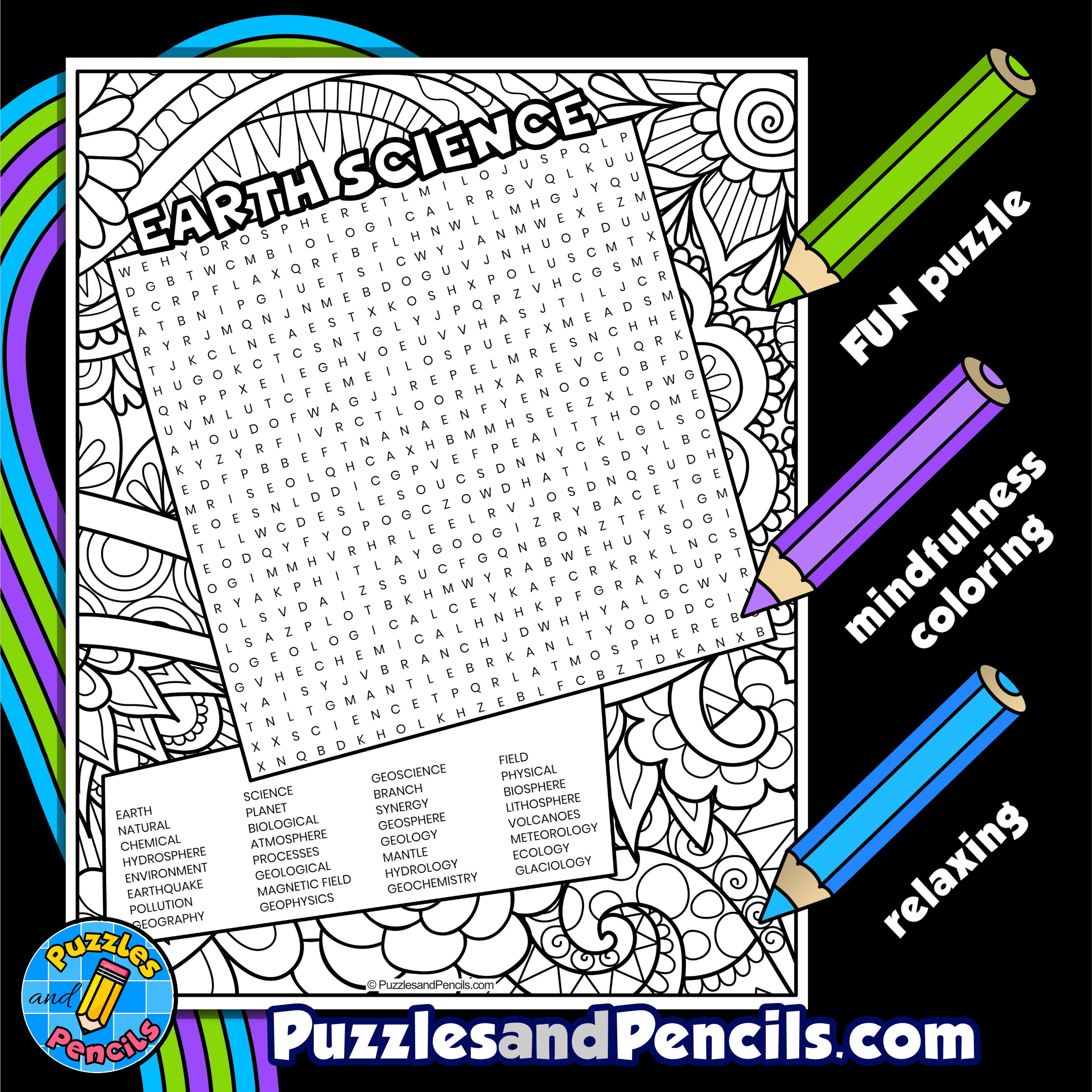 Earth Science Word Search Puzzle With Coloring Environment Wordsearch Made By Teachers