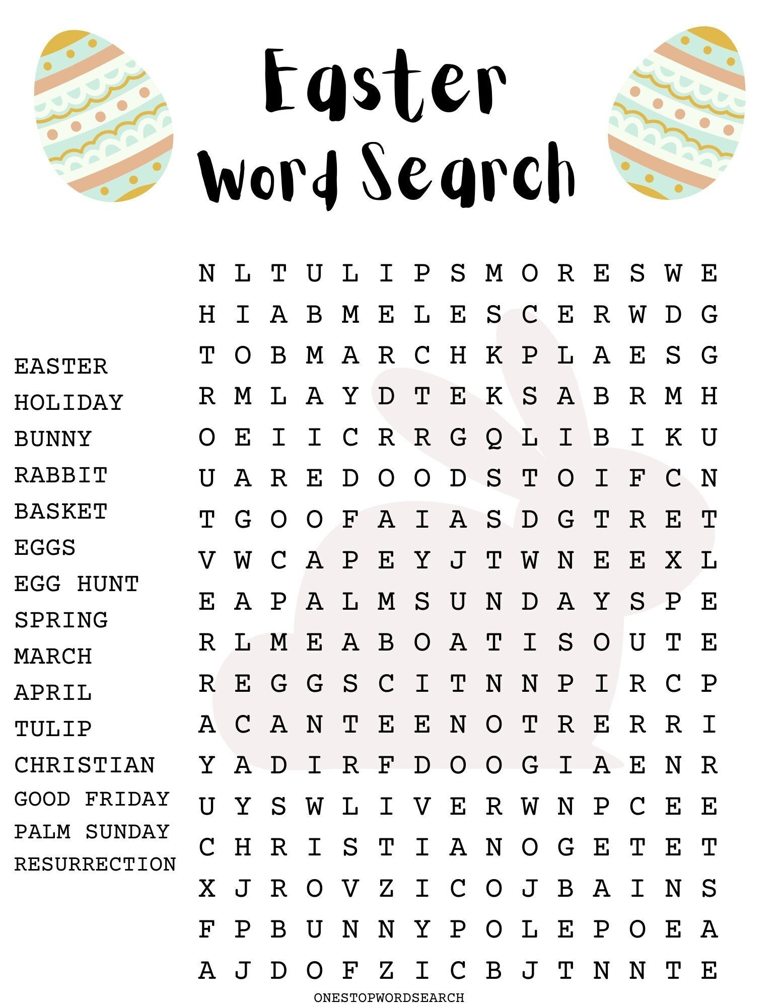 Religious Easter Word Search Free Printable