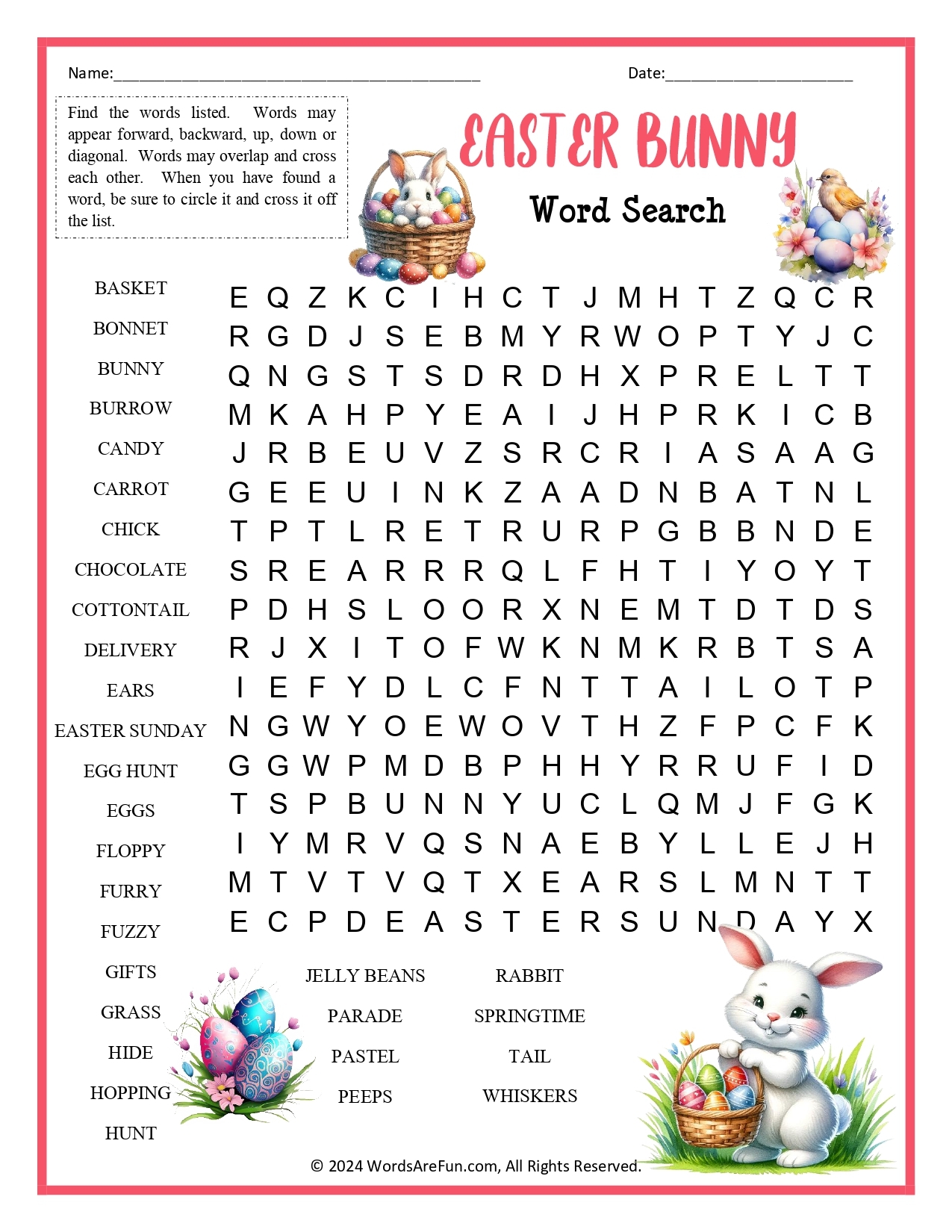 Easter Word Search Printable Free