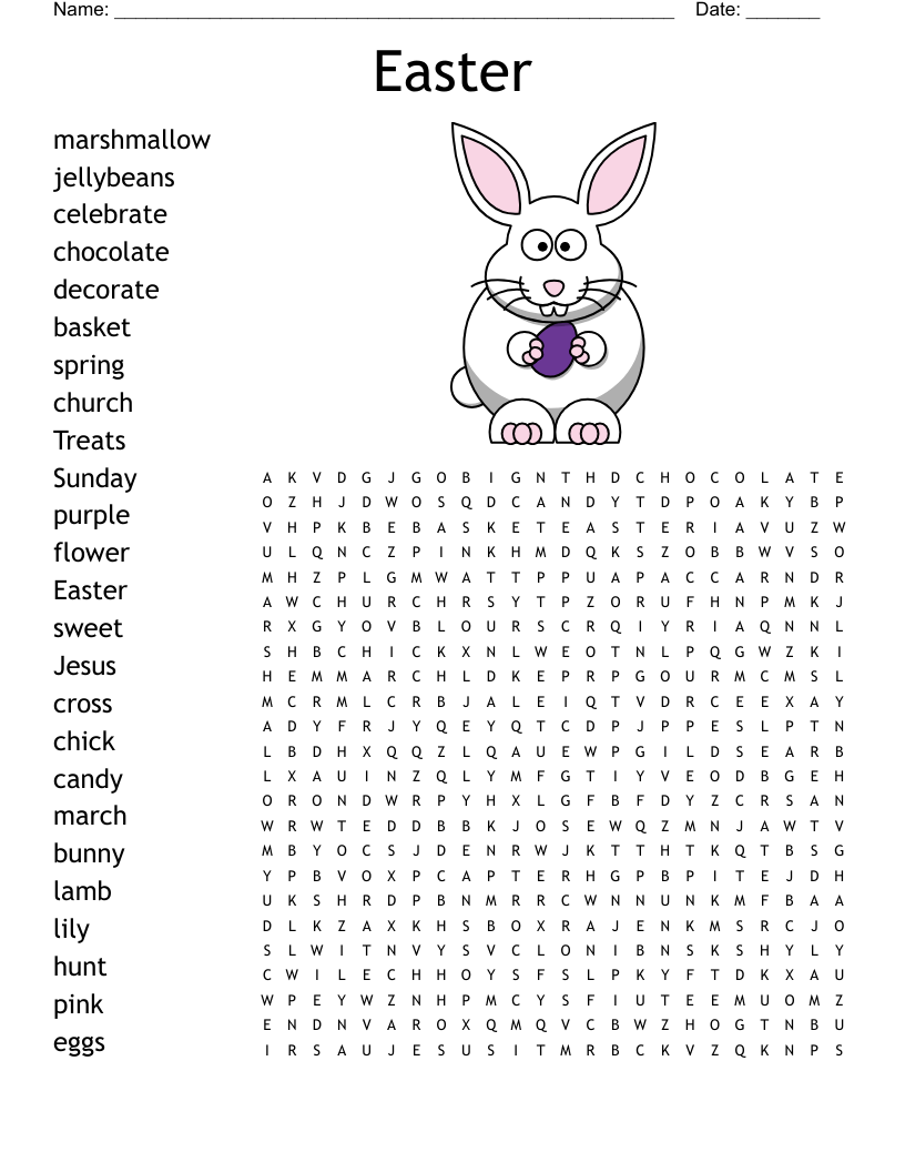 Hard Easter Word Search Printable