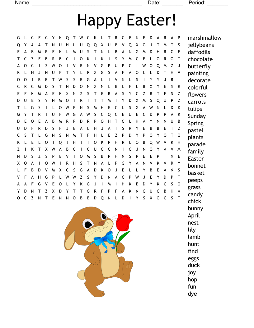 Easter Word Search Printable Hard