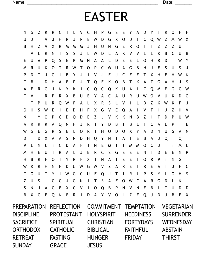 EASTER Word Search WordMint