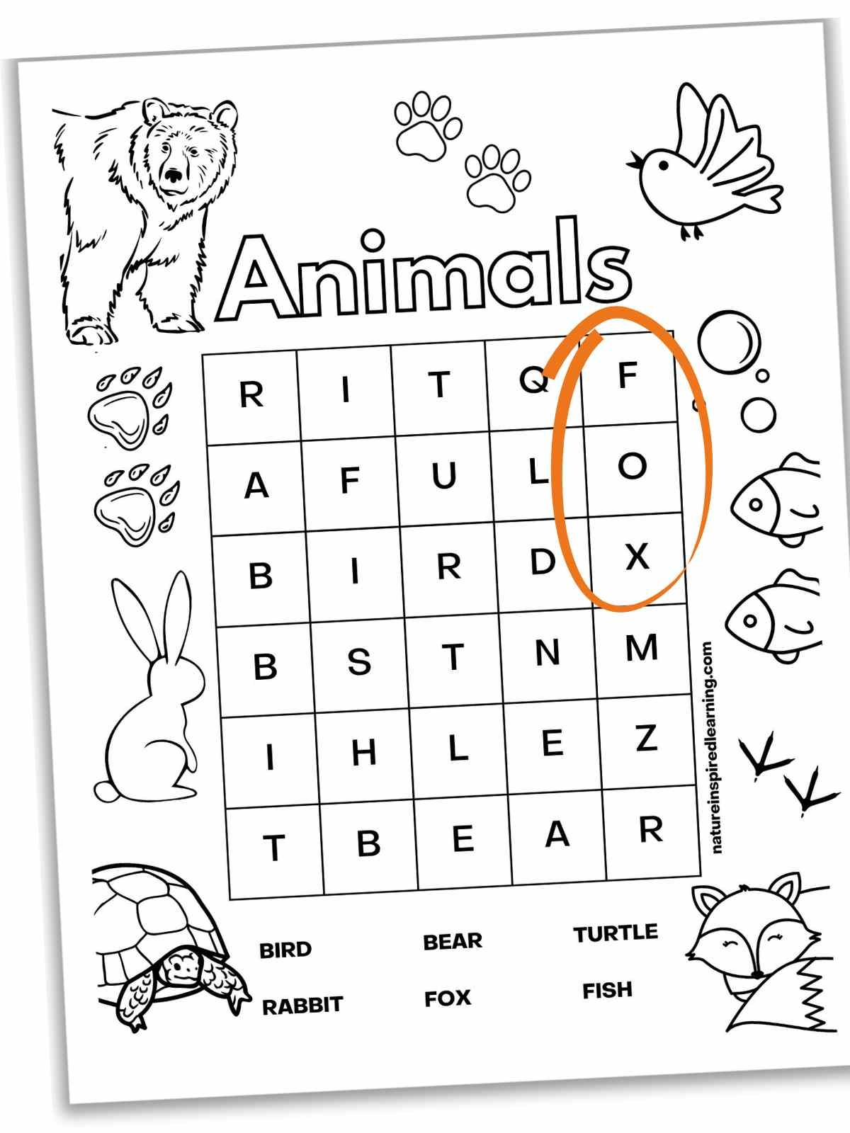 Pre K Word Search Printable