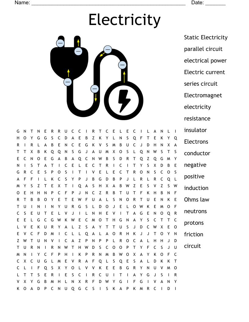 Electricity Word Search WordMint