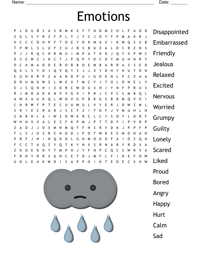 Printable Emotions Word Search