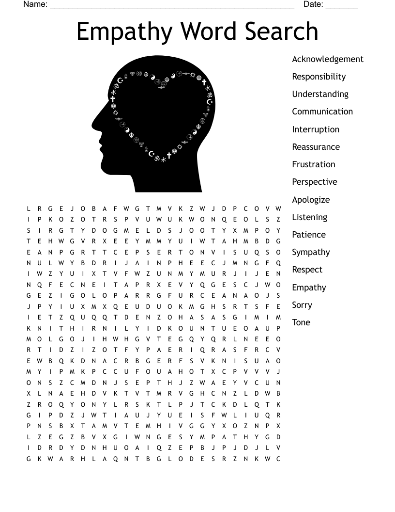 Empathy Word Search Free Printable