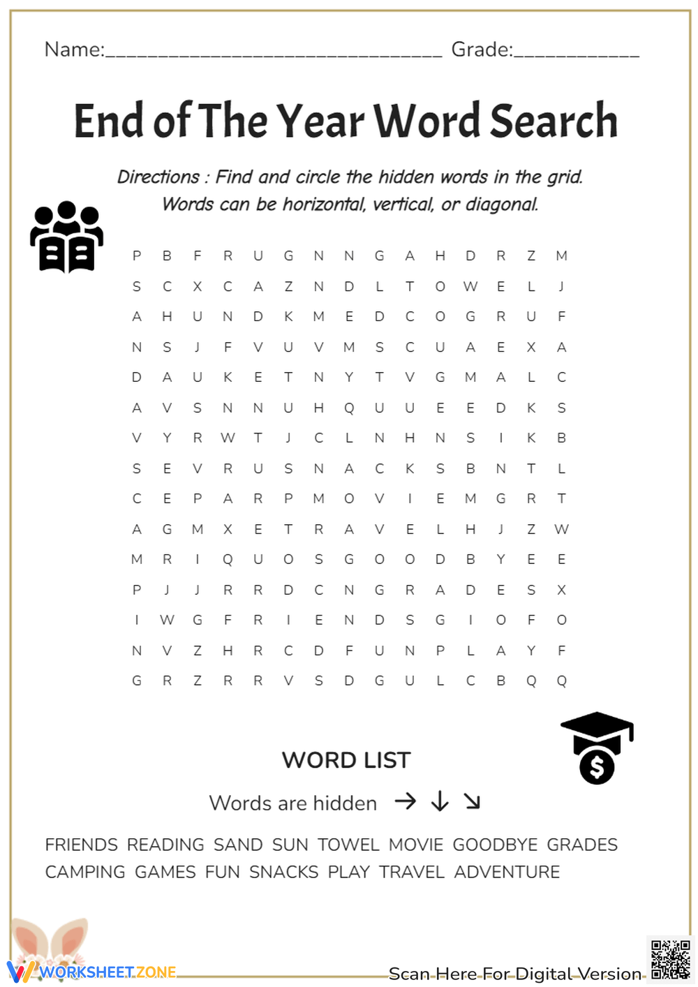 End Of Year Word Search Printable