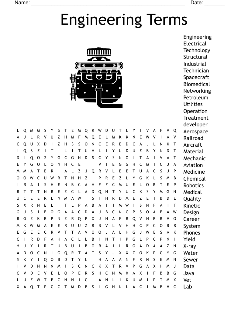 Engineering Terms Word Search WordMint