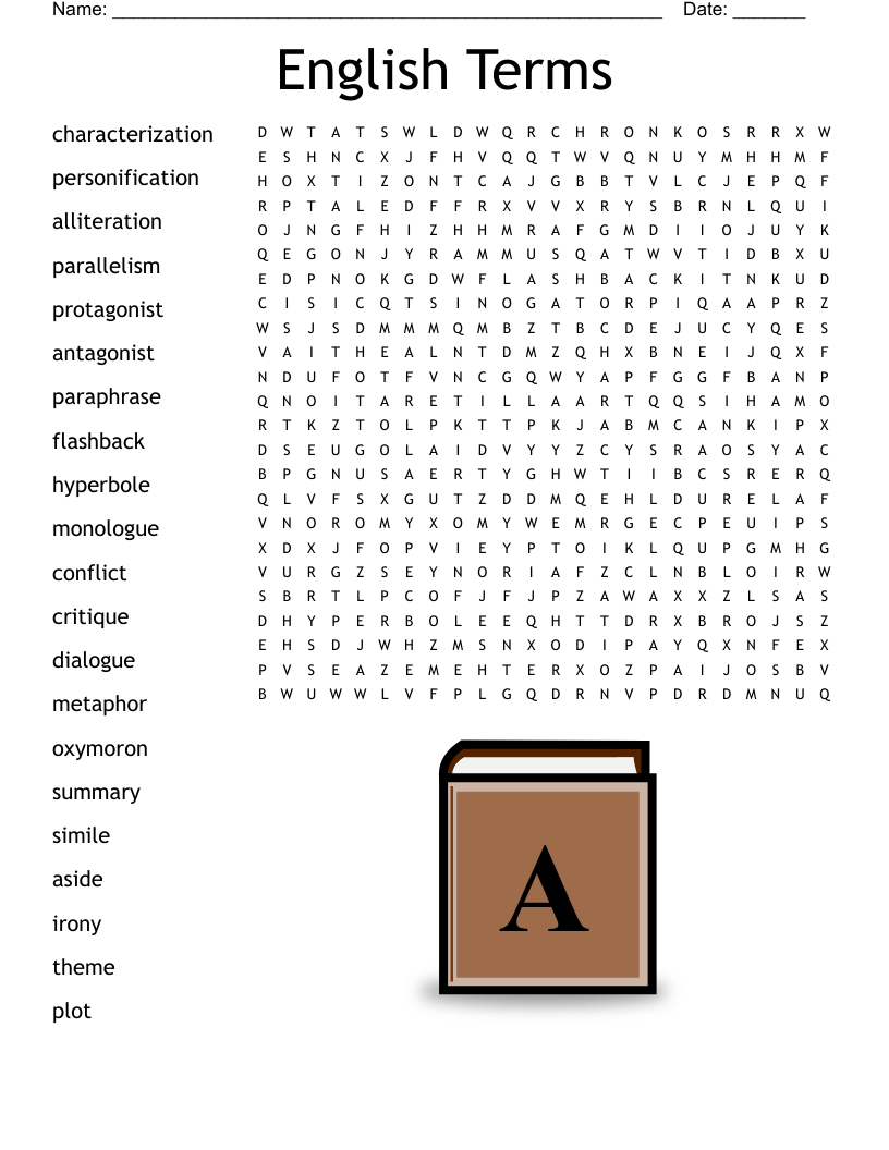 English Terms Word Search WordMint