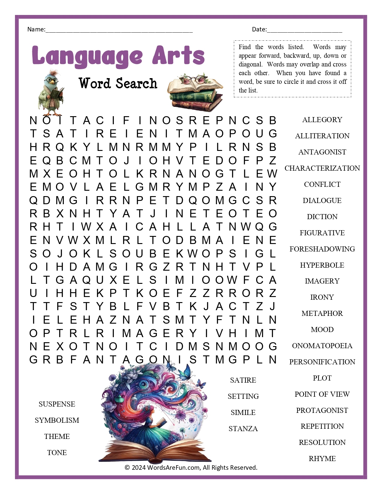 English Word Search Puzzles