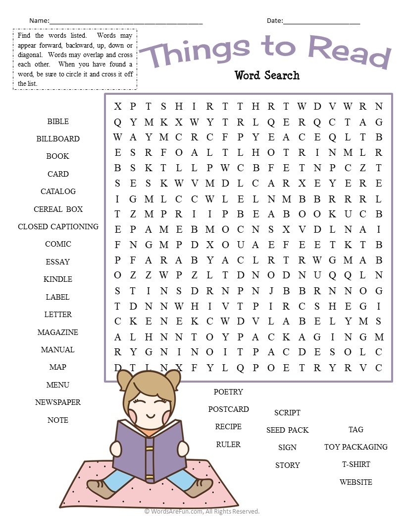 English Word Search Puzzles