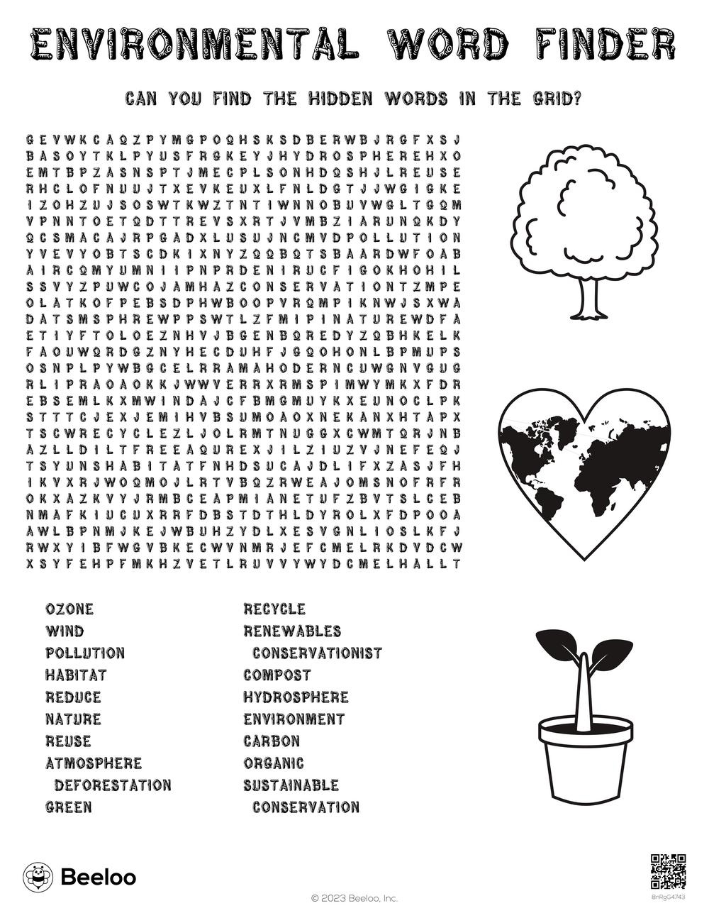 Environmental Word Finder Beeloo Printable Crafts And Activities 