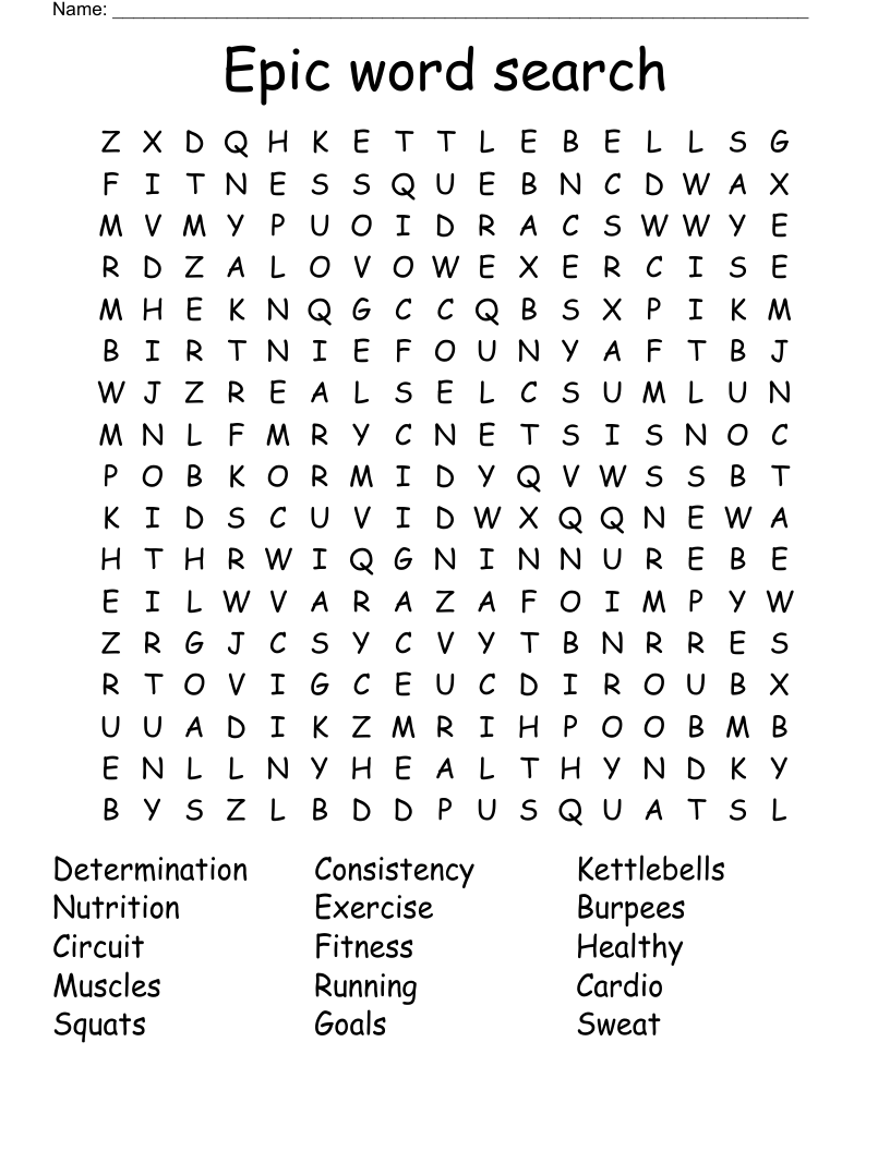 Epic Word Search Printable