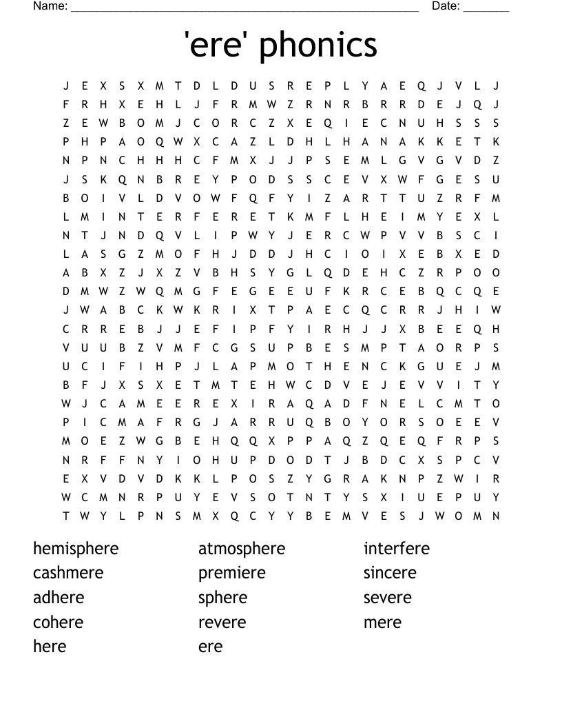 Ere Phonics Word Search WordMint