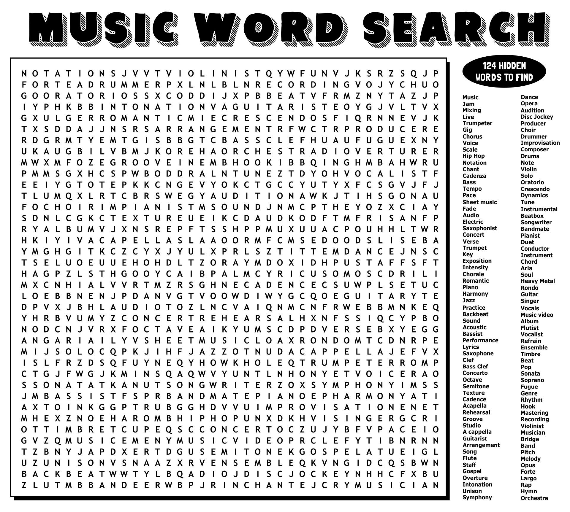 Difficult Word Search Pdf Printable