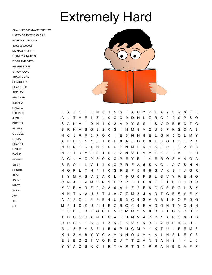 Difficult Hard Word Search Printable