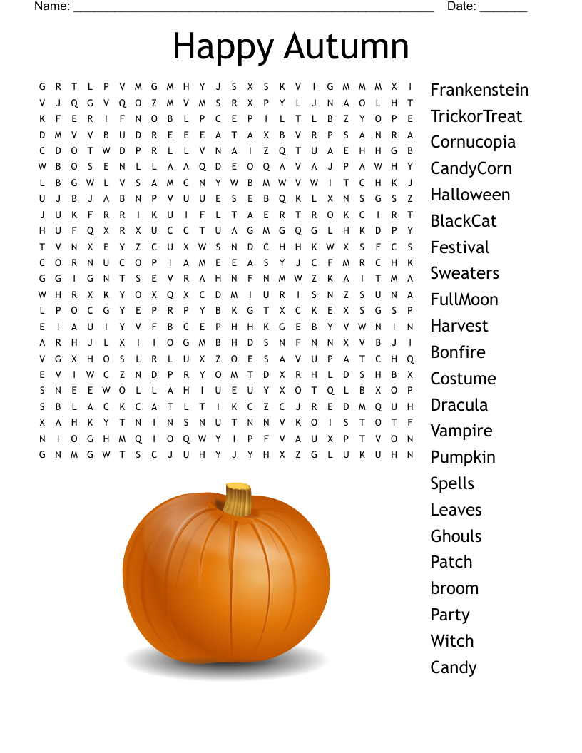 Fall Word Search WordMint