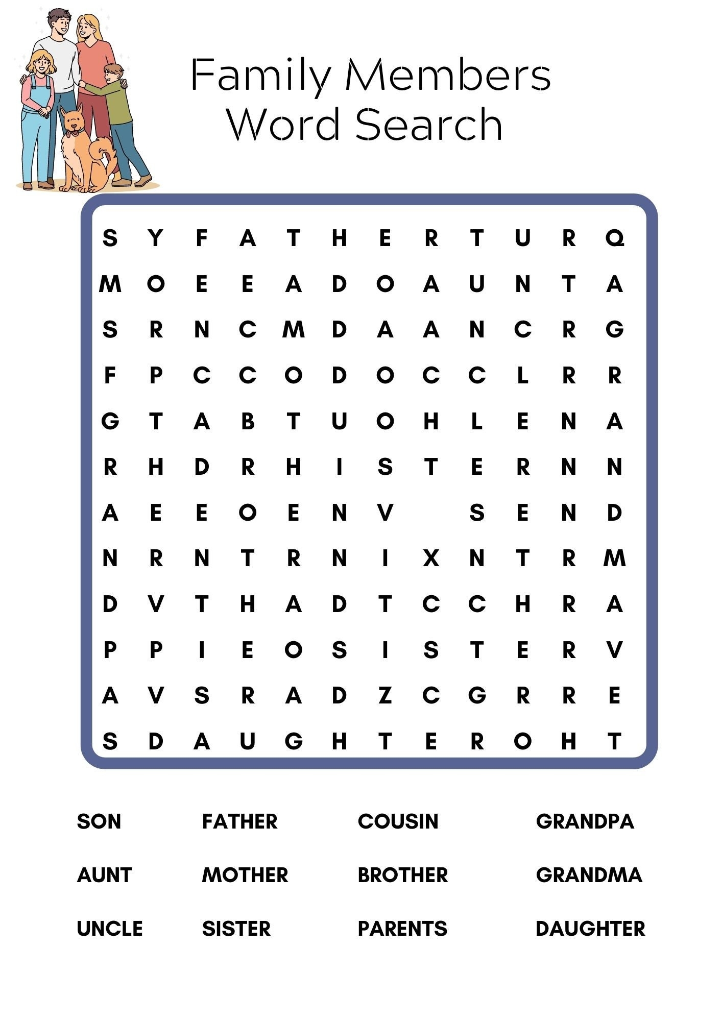 Free Printable Family Reunion Word Search