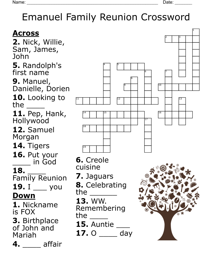 Family Reunion Word Search WordMint