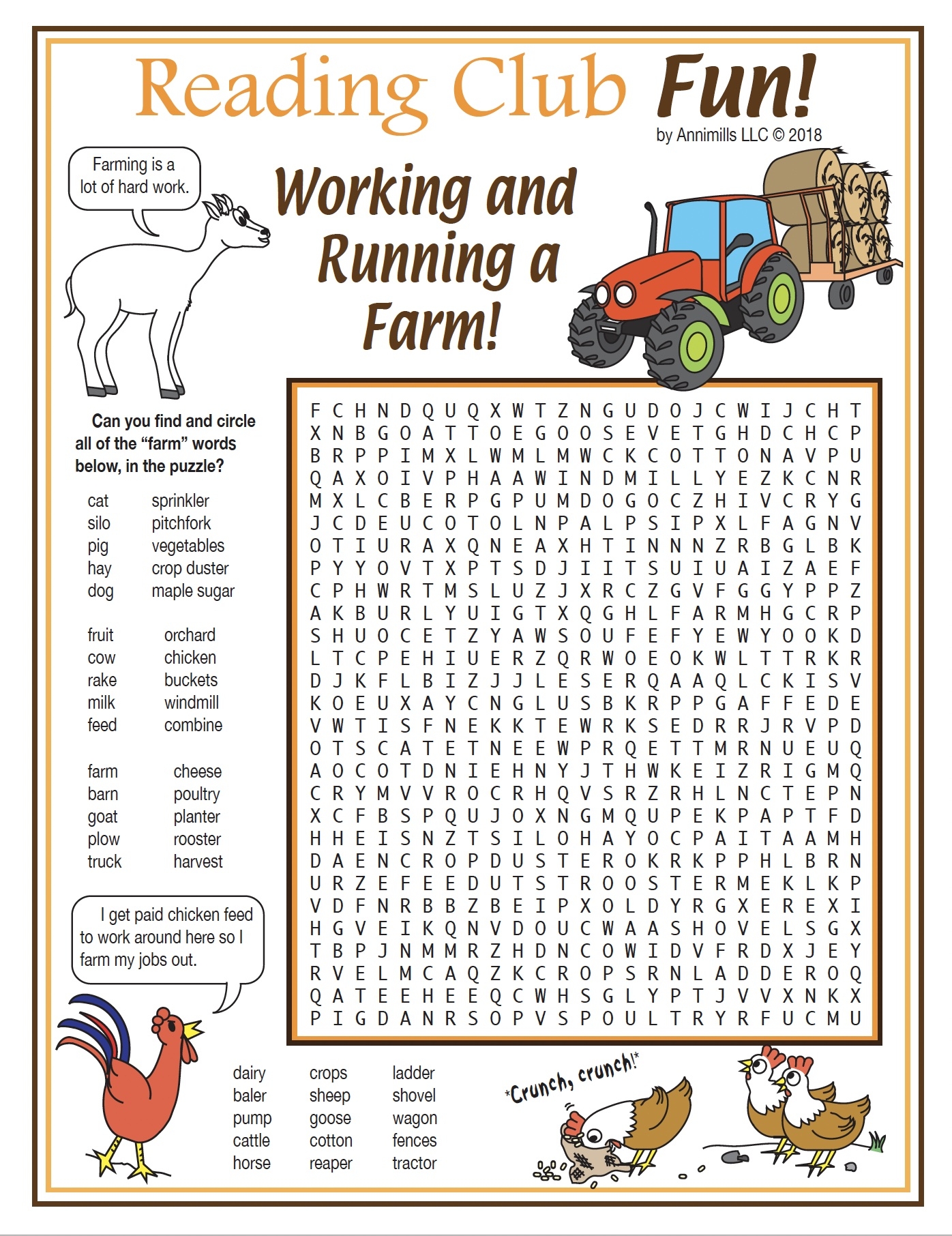 Farm Word Search Printable