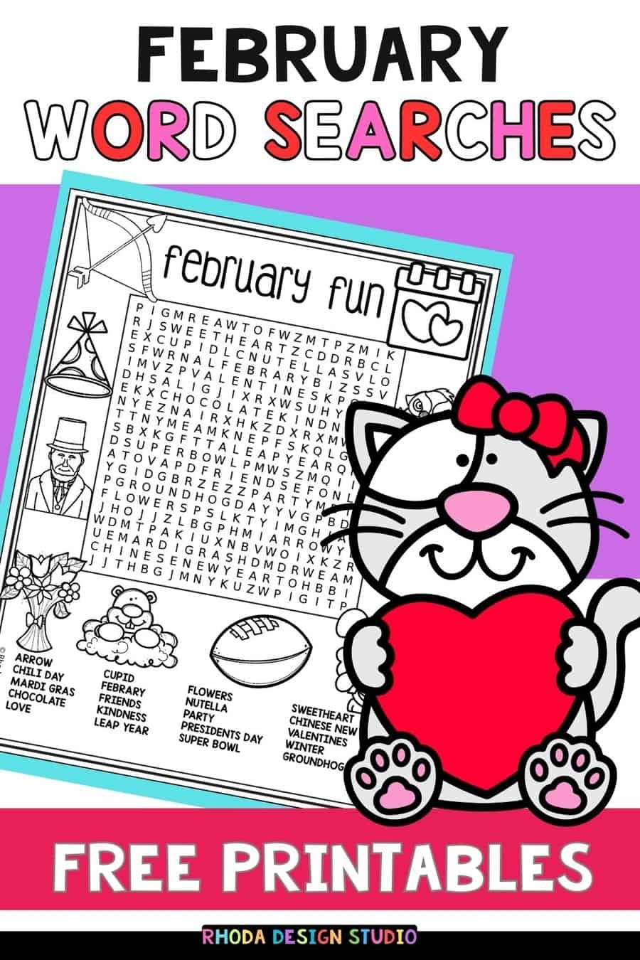 Free Printable February Word Search