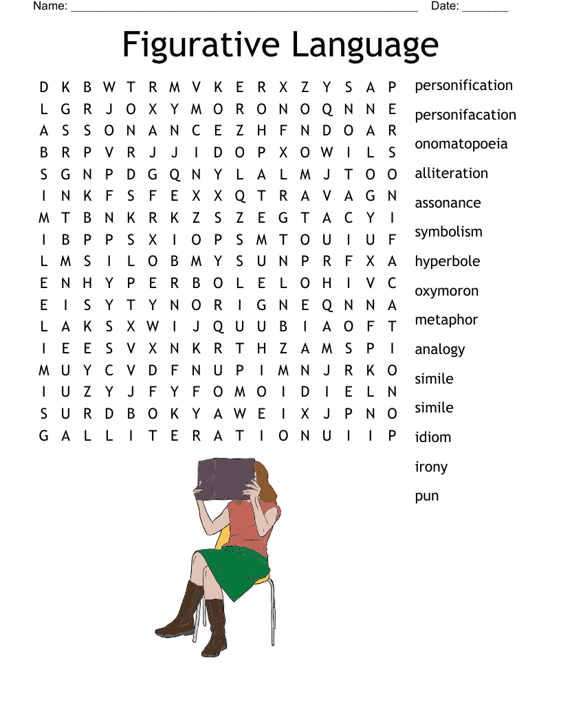 Figurative Language Word Search Printable