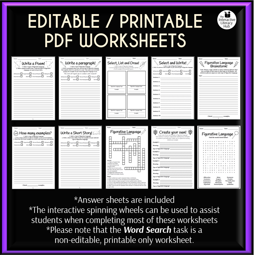 Figurative Language Word Search Printable