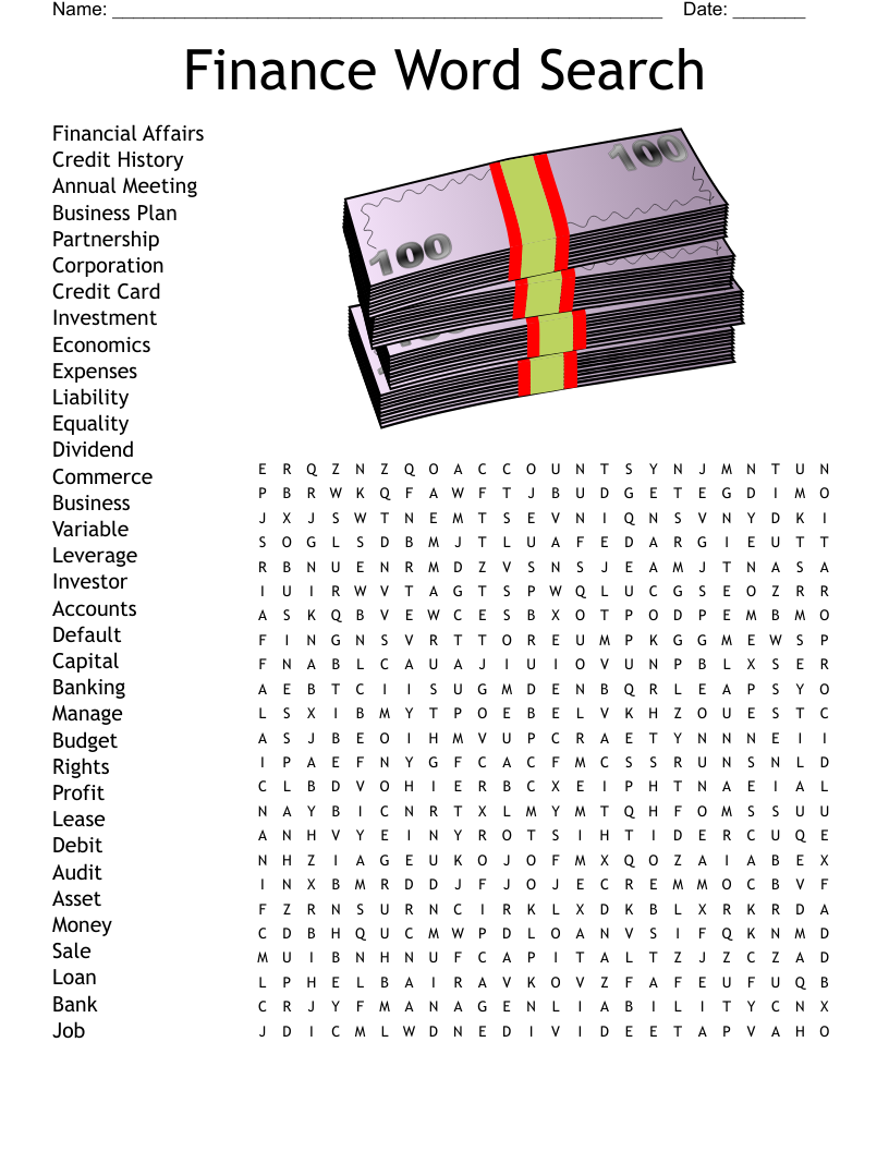 Finance Word Search WordMint