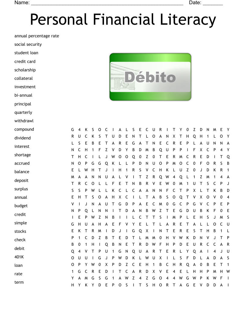 Financial Literacy Word Search WordMint