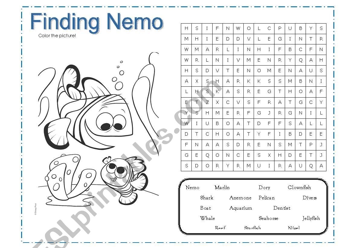FINDING NEMO ESL Worksheet By Daffy