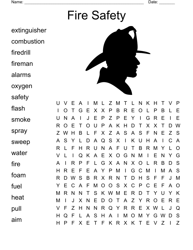 Fire Safety Word Search Printables