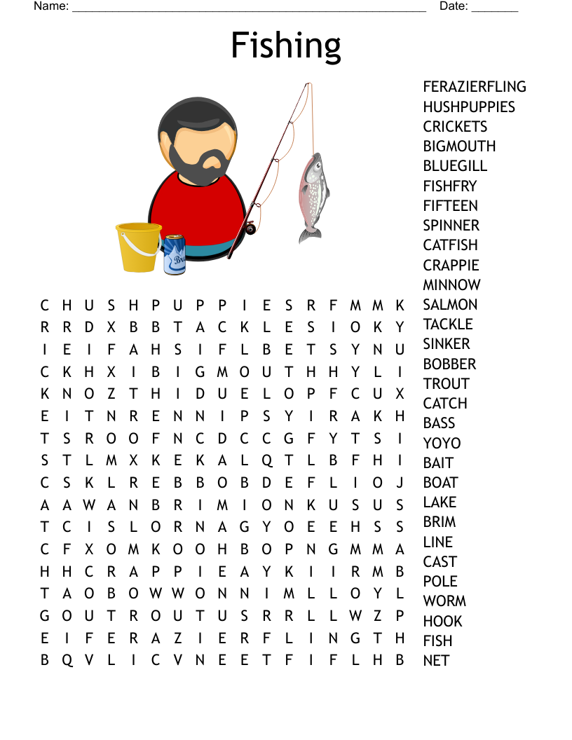 Fishing Word Search Printable