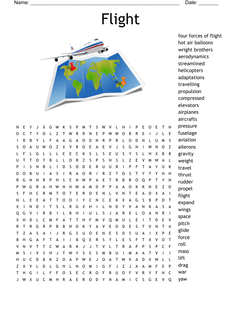 Flight Word Search WordMint