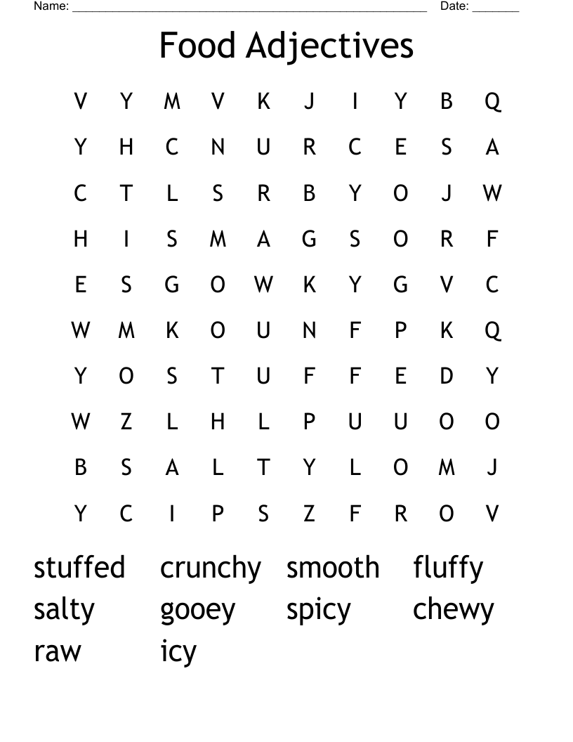 Adjective Word Search Printable