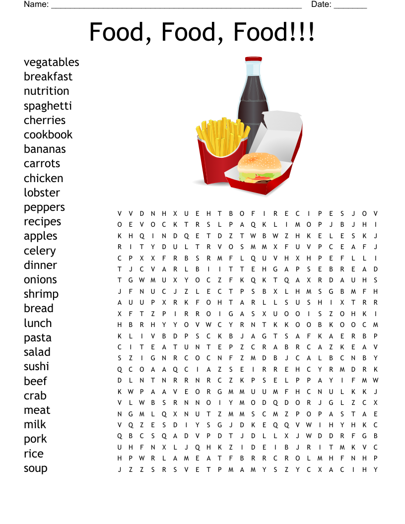 Food Word Searches Printable