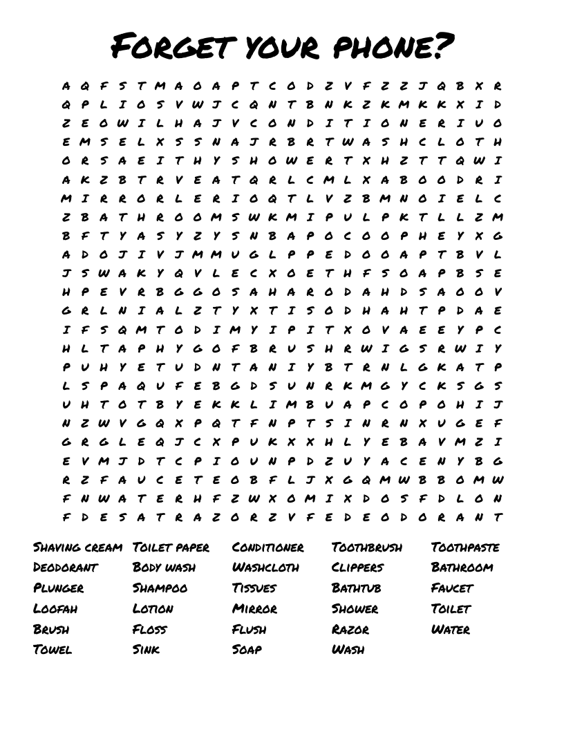 Forget Your Phone Word Search WordMint