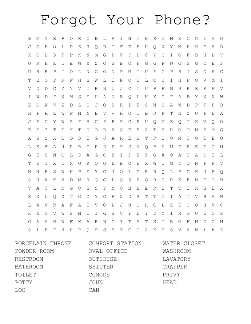 Forgot Your Phone Word Search WordMint