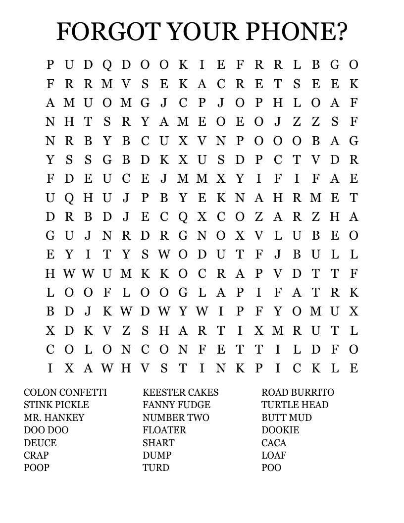 Forgot Your Phone Word Search Printable