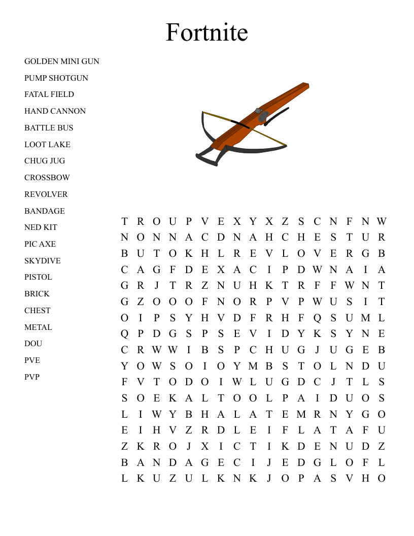 Fortnite Word Search WordMint