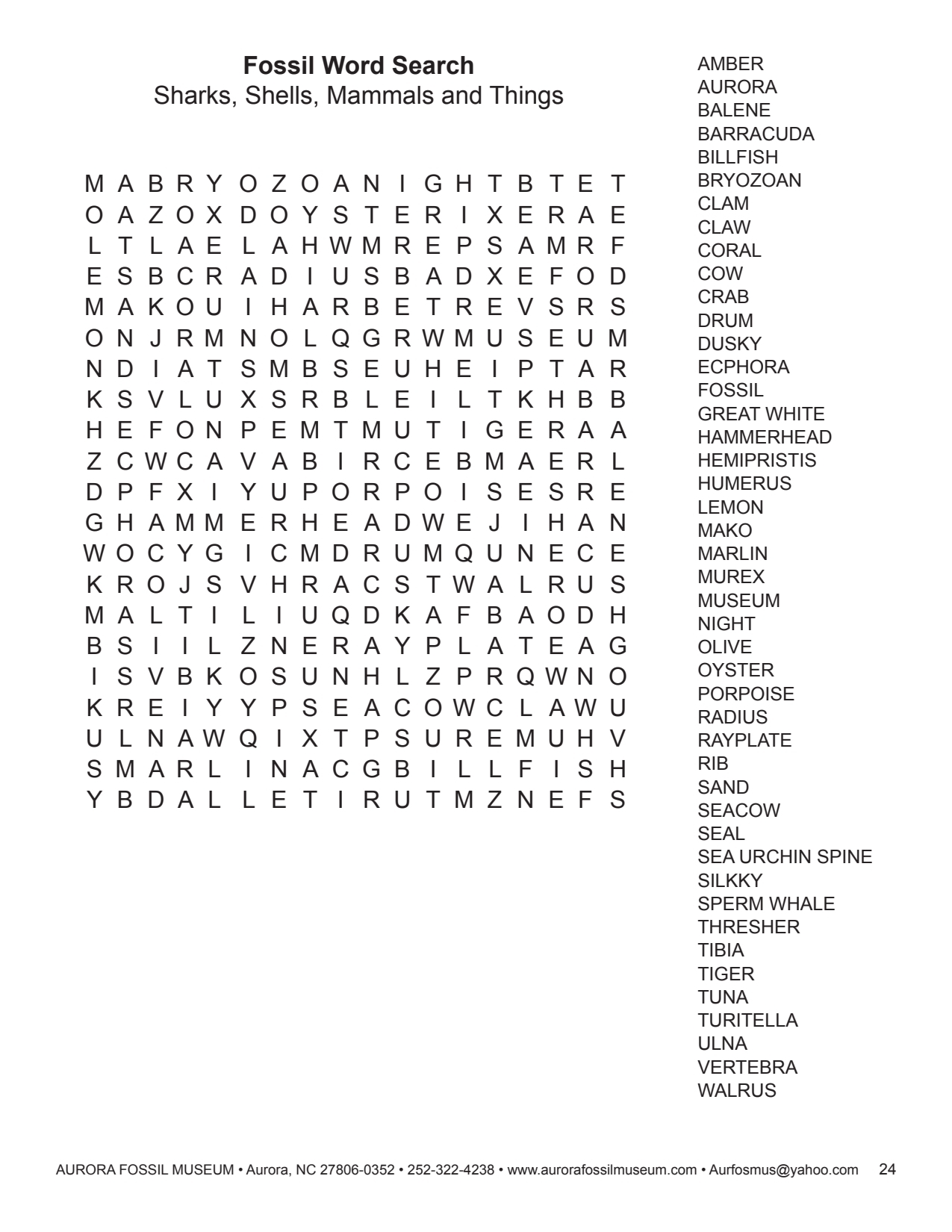 Fossil Word Search Web