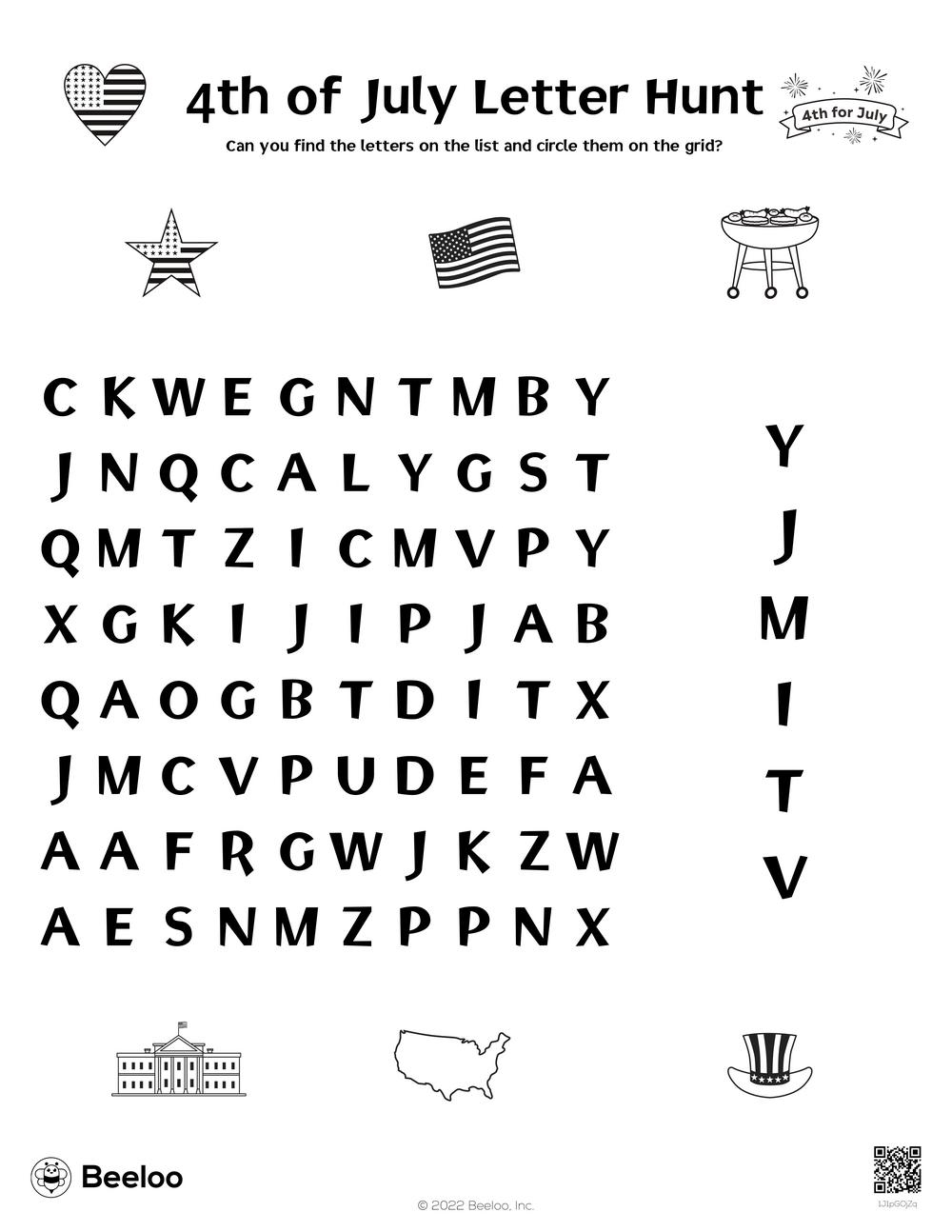 4th Of July Printable Word Search