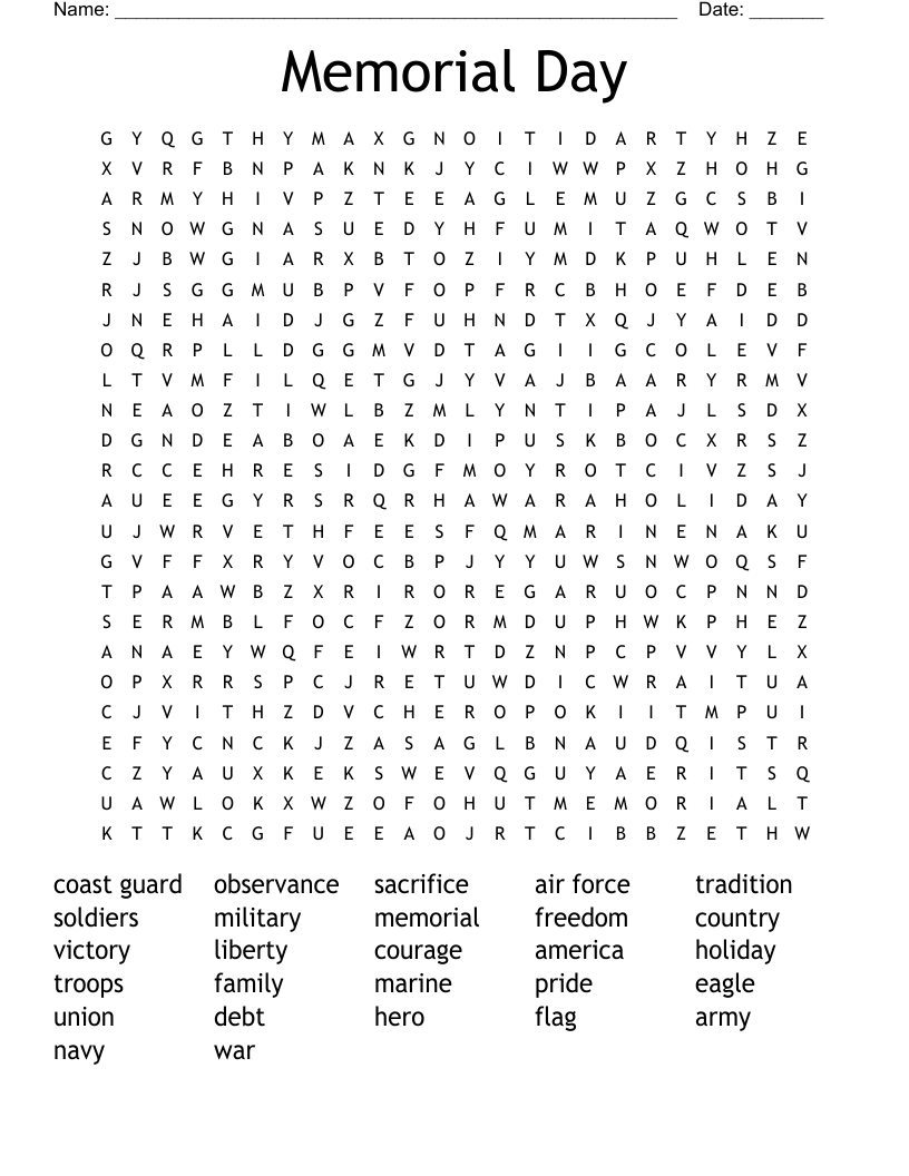 Fourth Of July Word Search WordMint
