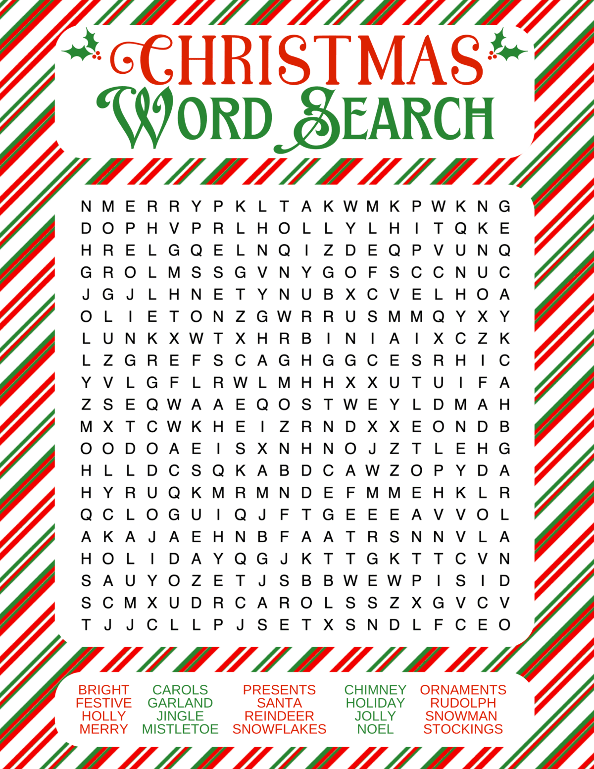 Free Printable Hard Christmas Word Search