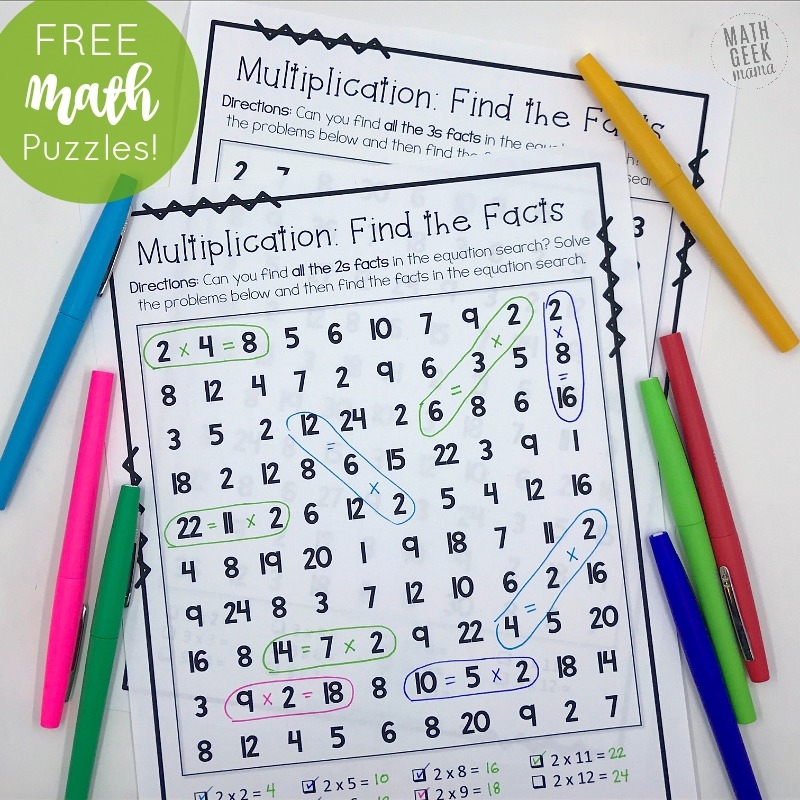 FREE Equation Search Fun Multiplication Games For 3rd Grade