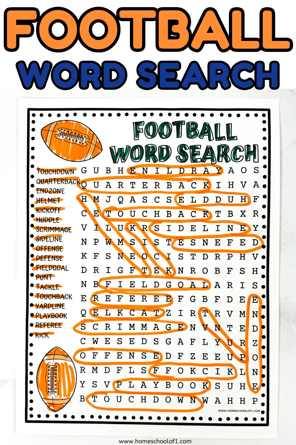 Free Printable Football Word Search