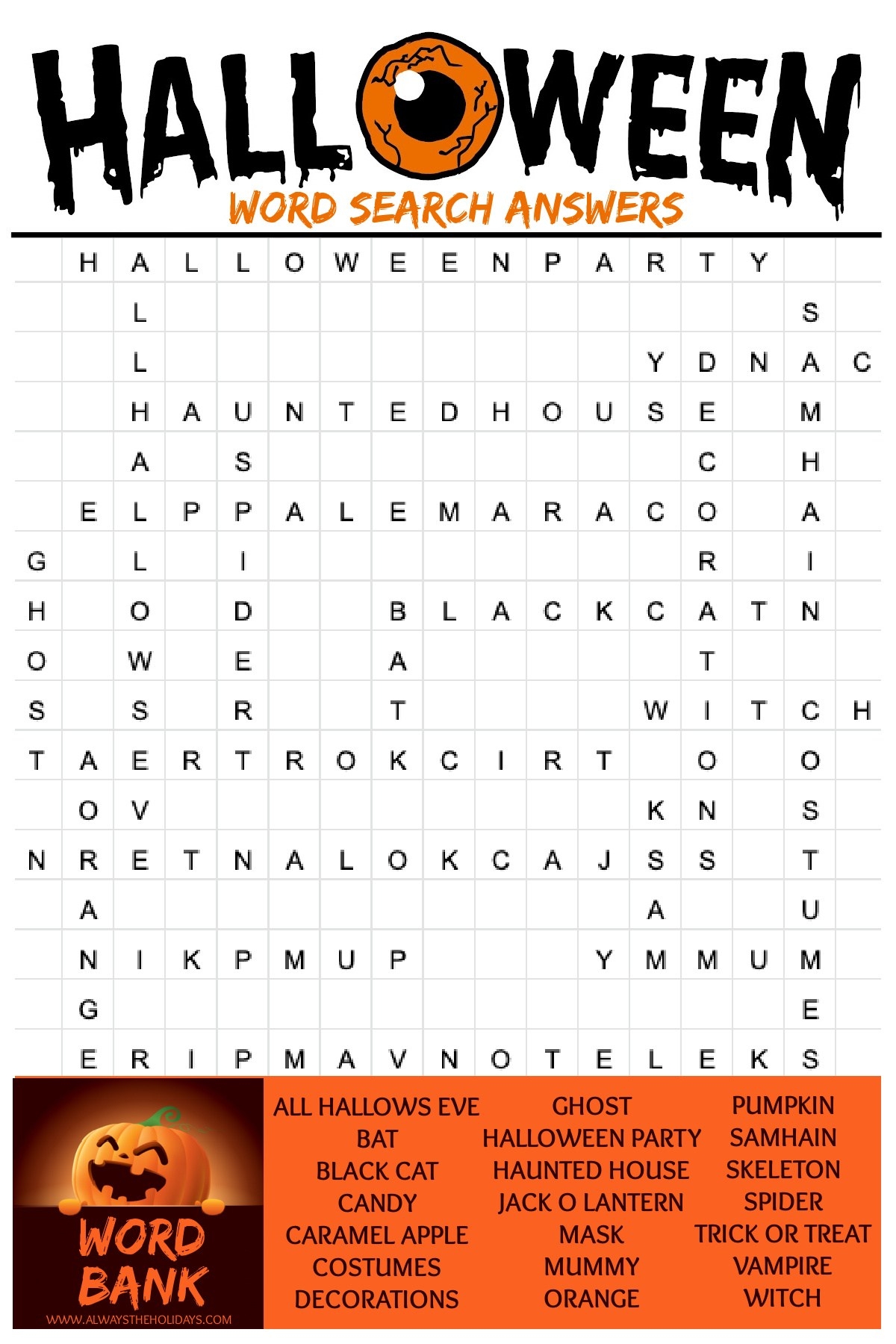 Free Printable Word Searches Halloween
